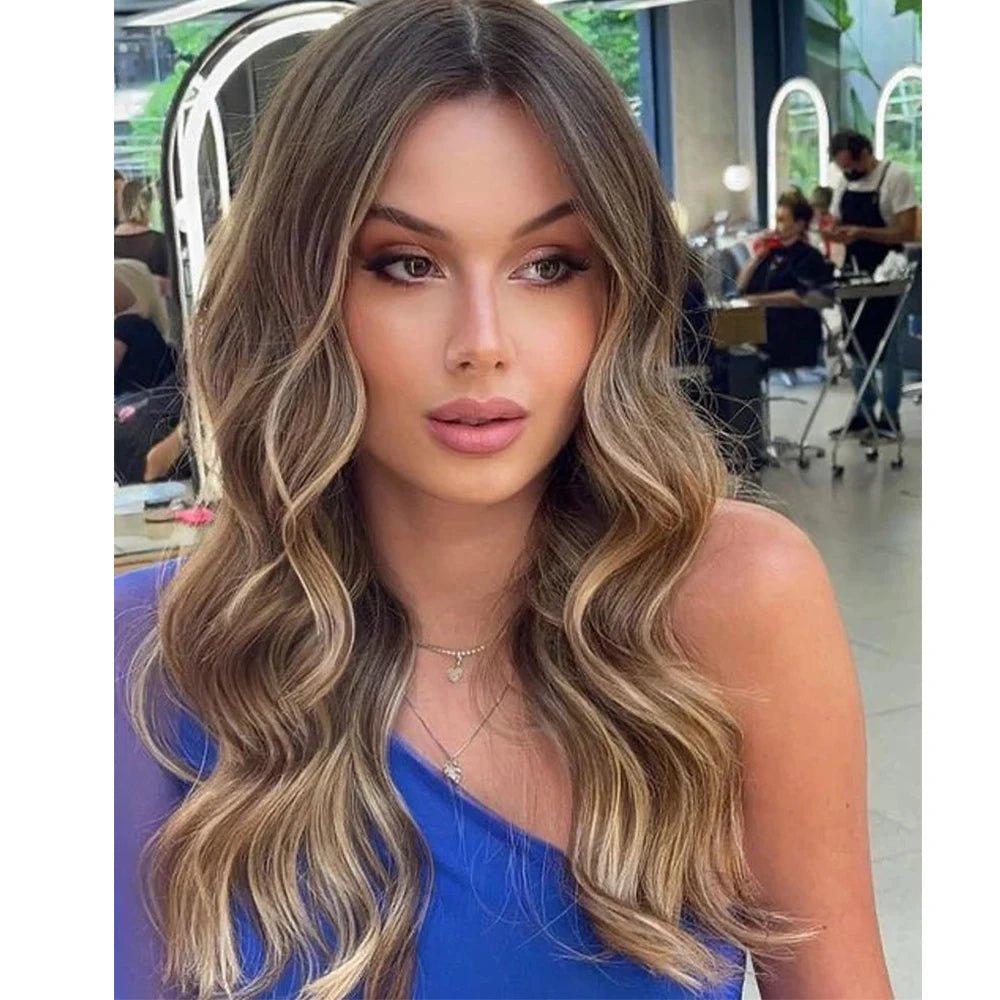 Ash Brown Blonde Balayage Highlights Wig - HairNjoy