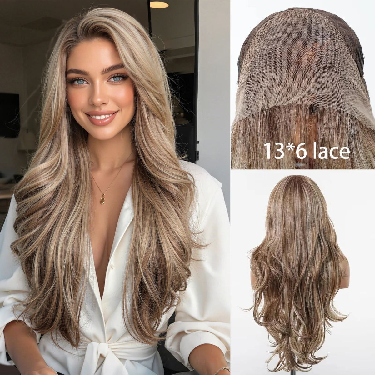 Ash Brown Highlight Lace Front Wig - HairNjoy