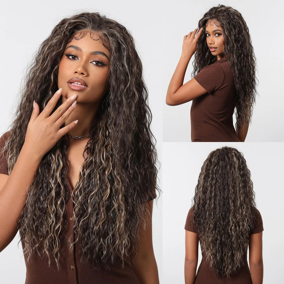 Ash Brown Highlight Lace Front Wig - HairNjoy