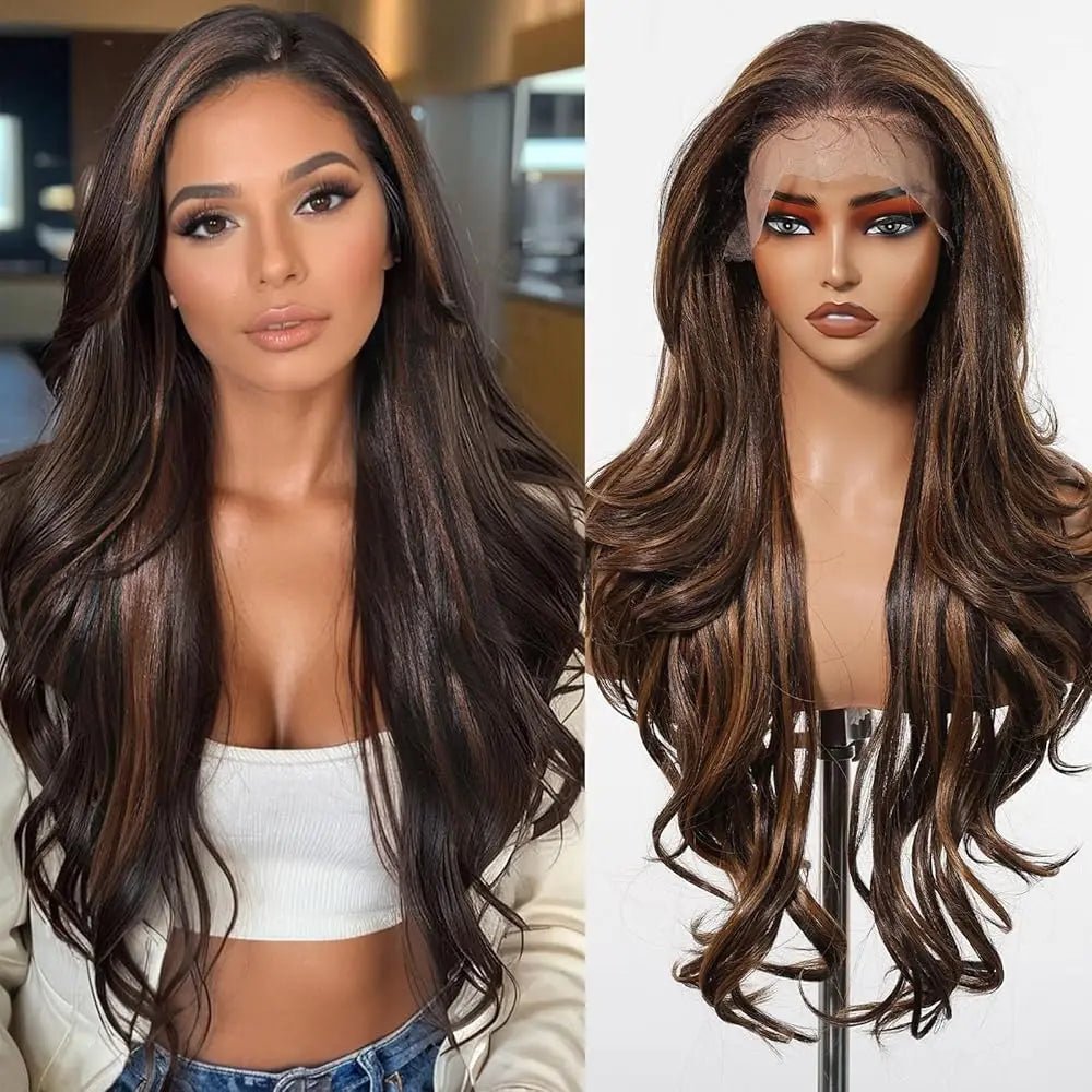 Ash Brown Highlight Lace Front Wig - HairNjoy