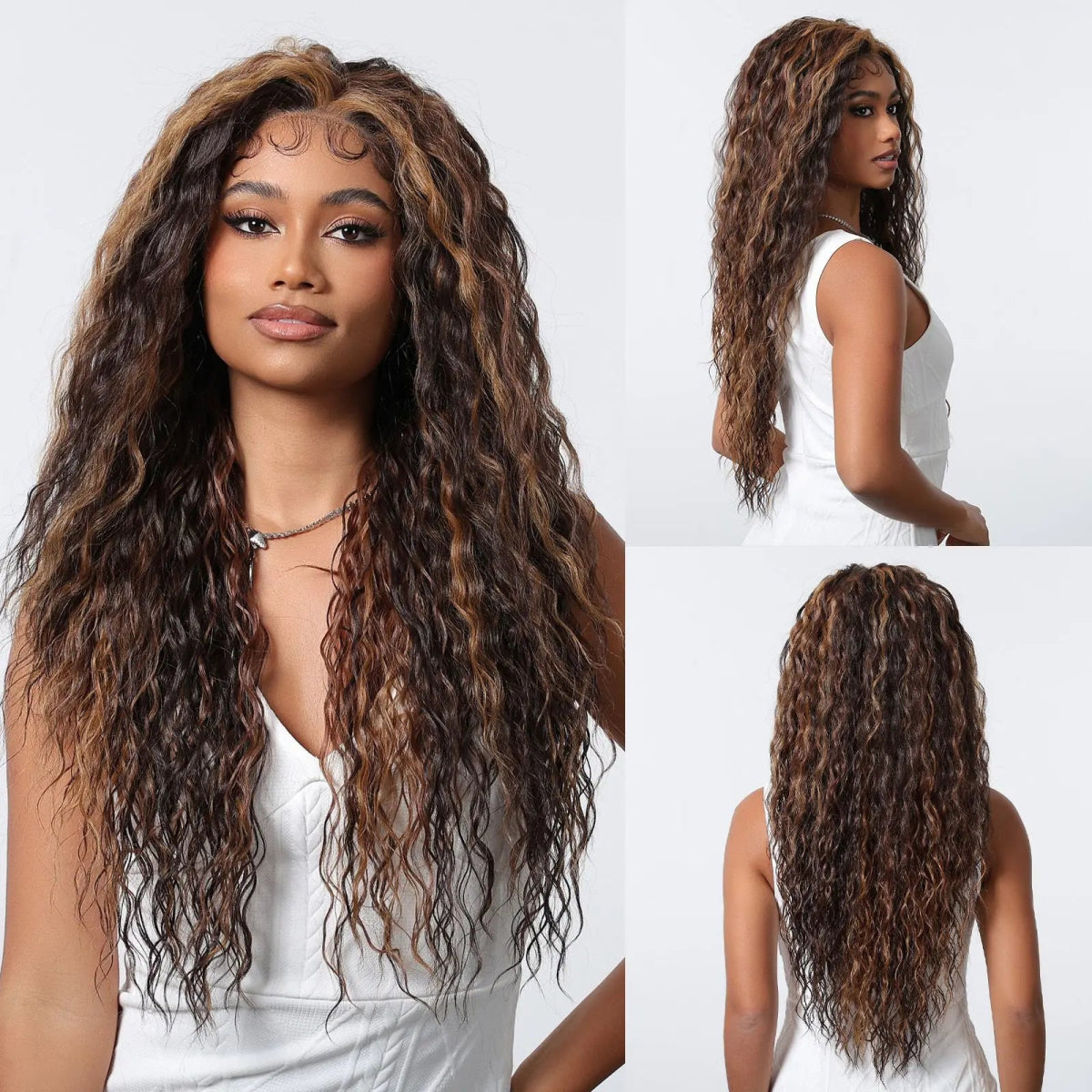 Ash Brown Highlight Lace Front Wig - HairNjoy