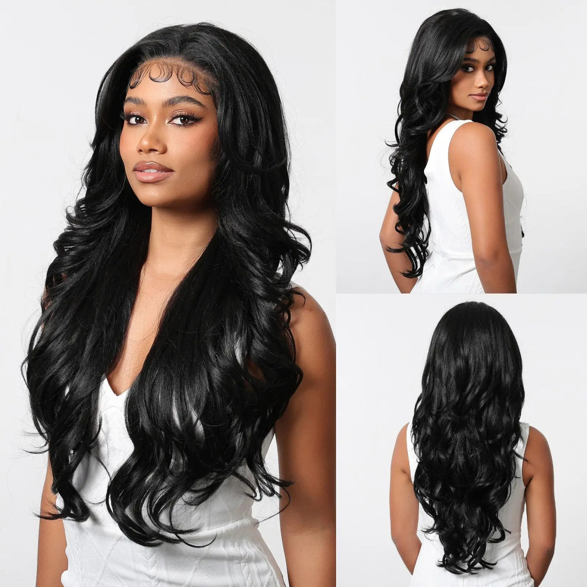 Ash Brown Highlight Wavy Lace Front Wig - HairNjoy