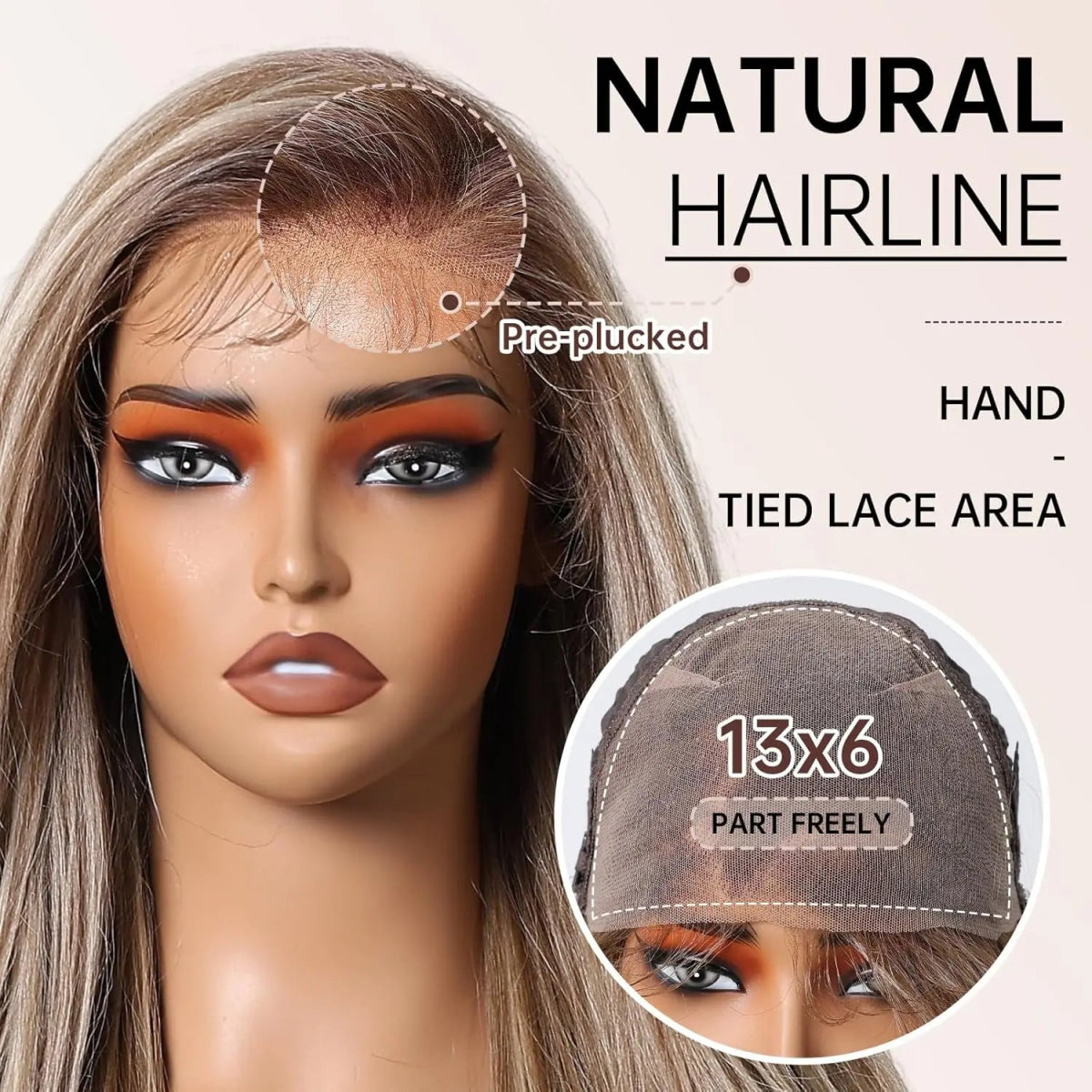 Ash Brown Highlight Wavy Lace Front Wig - HairNjoy