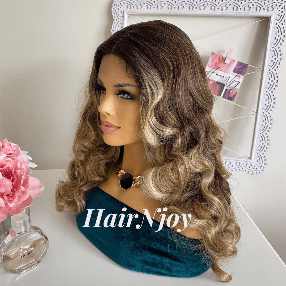 Ash Brown Honey Blonde Balayage Lace Front Wig - HairNjoy