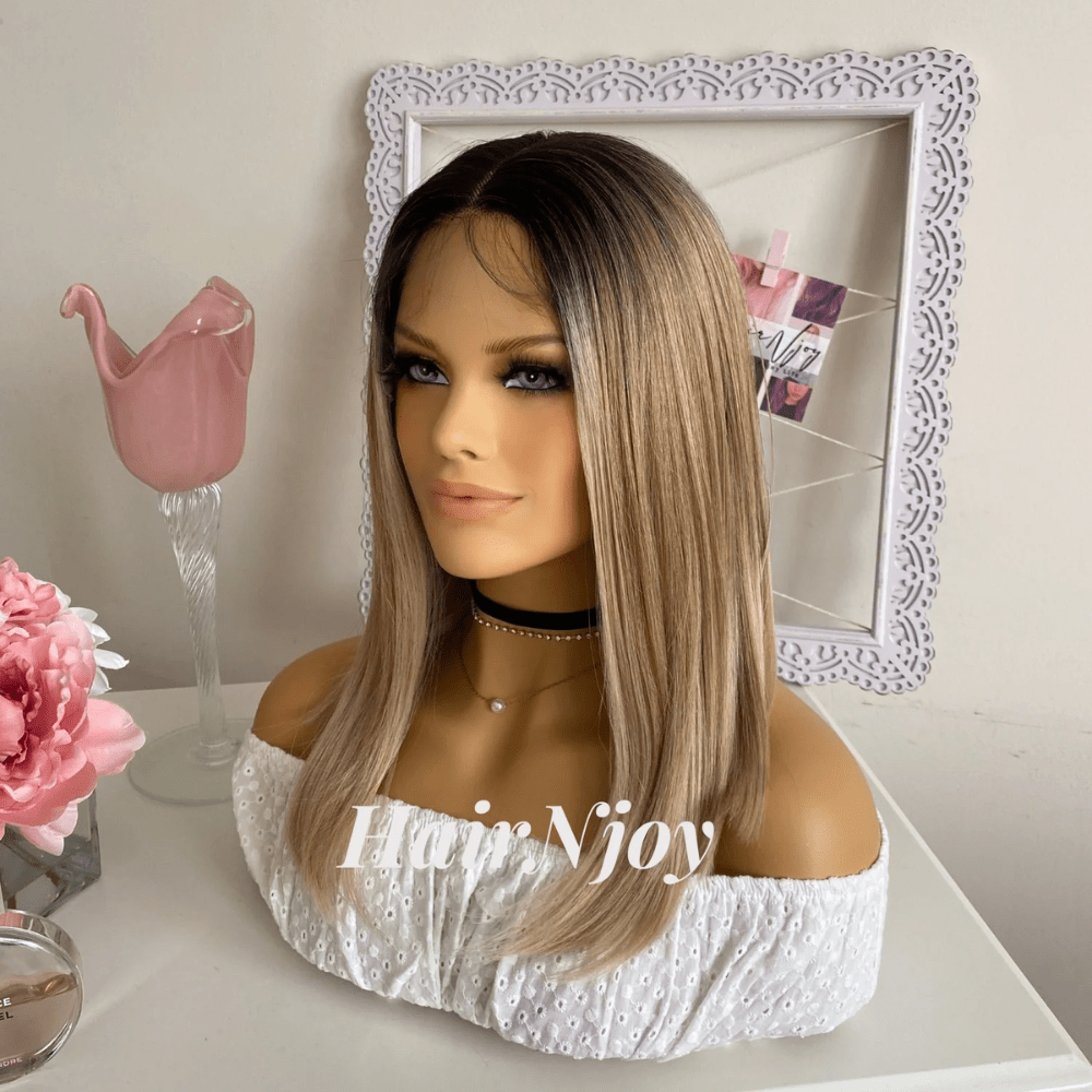 Ash Brown Ombre Straight Wig - HairNjoy