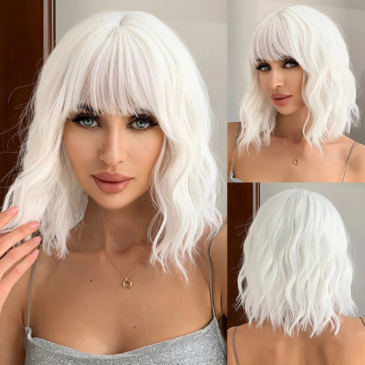 Auburn Short Wavy Wig with Bangs - HairNjoy