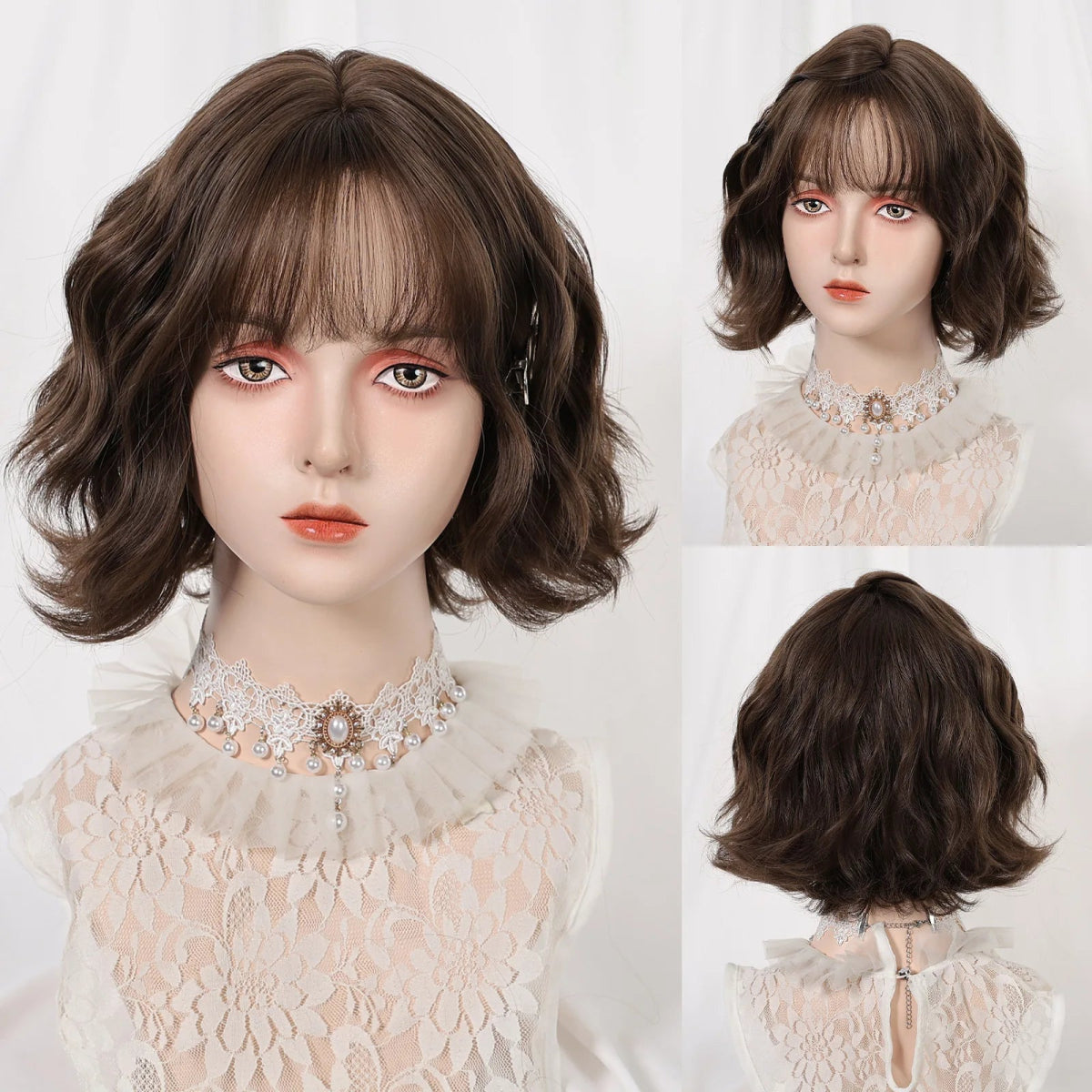 Auburn Short Wavy Wig with Bangs - HairNjoy