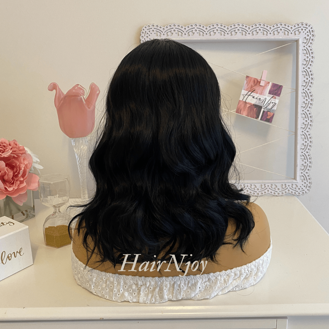 Black Green Balayage Wavy Lace Front Wig - HairNjoy