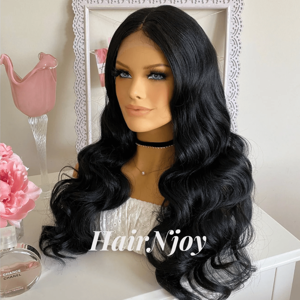 Black Long Wavy Lace Front Wig - HairNjoy