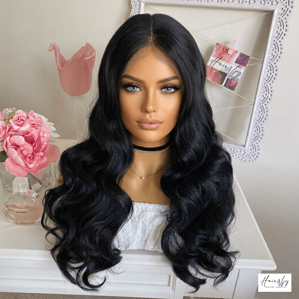 Black Long Wavy Lace Front Wig - HairNjoy