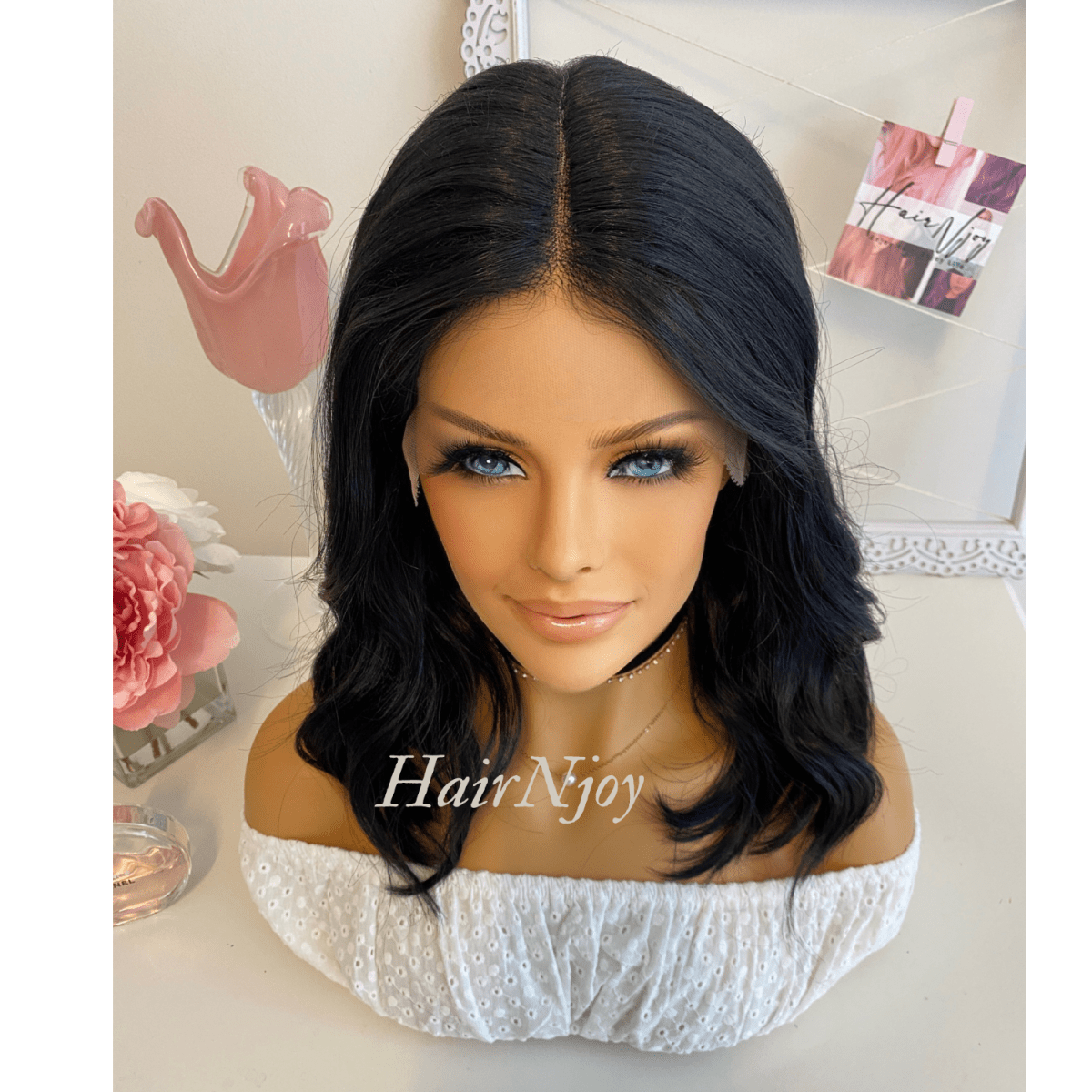 Black Short Wavy Lace Front Wig - HairNjoy