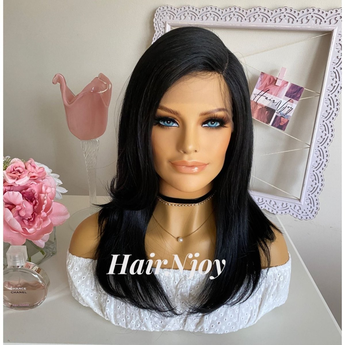 Black Straight Deep Park Lace front Wig - HairNjoy