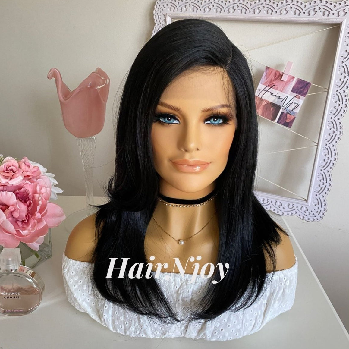 Black Straight Deep Park Lace front Wig - HairNjoy