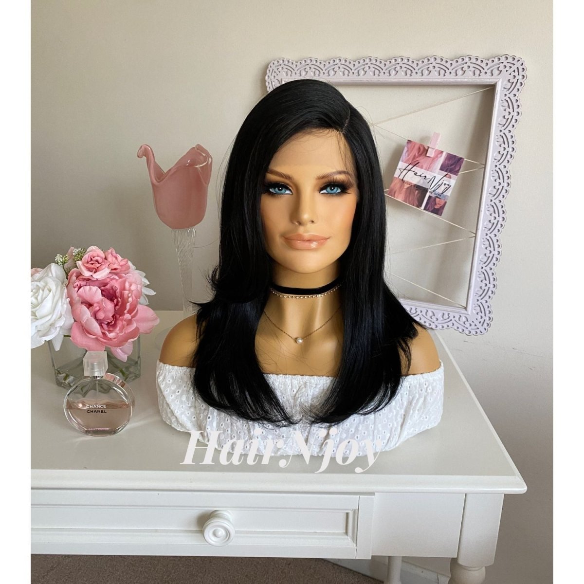 Black Straight Deep Park Lace front Wig - HairNjoy