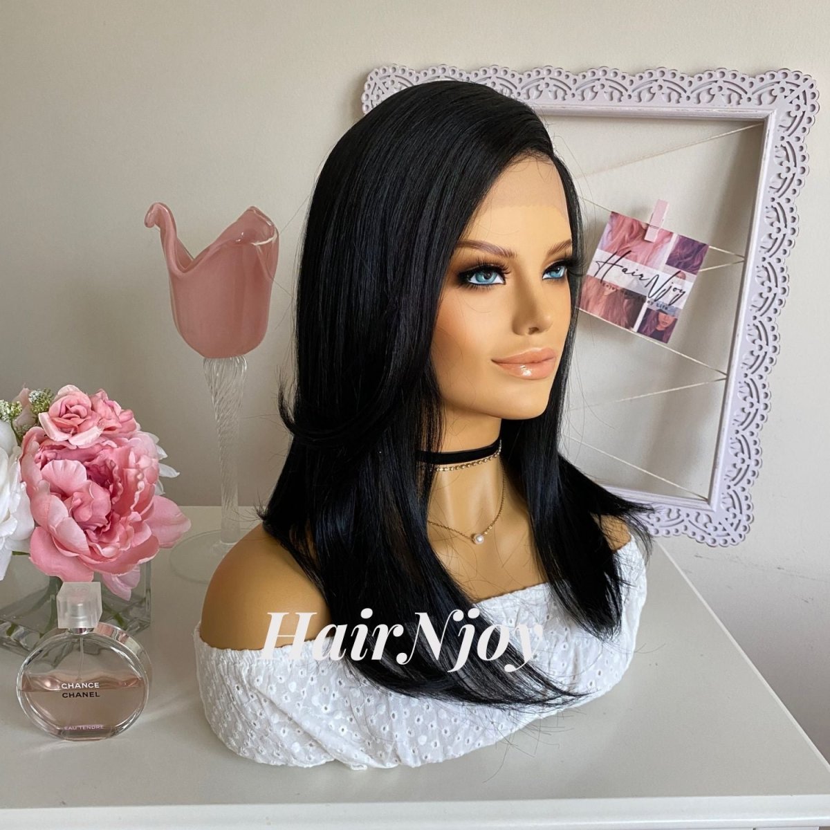 Black Straight Deep Park Lace front Wig - HairNjoy
