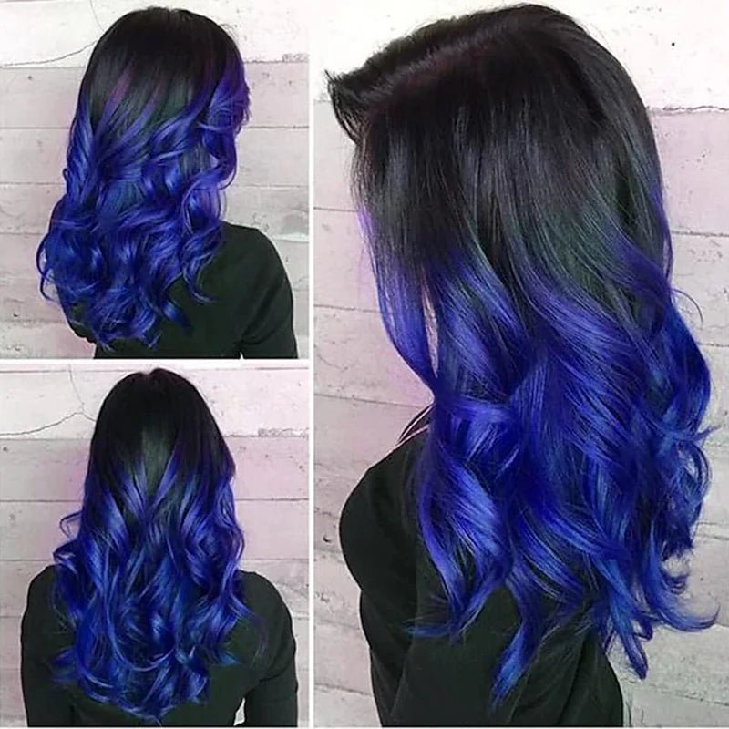 Black to Purple Ombre Long Wavy Wig - HairNjoy