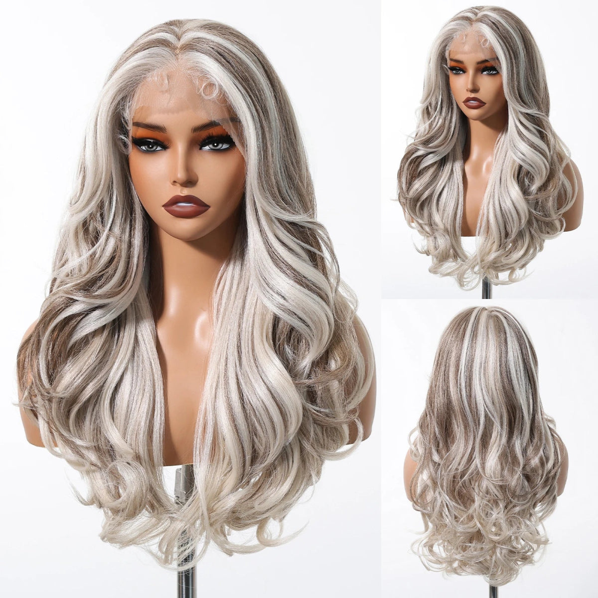 Black White Highlight Curly Lace Front Wig - HairNjoy