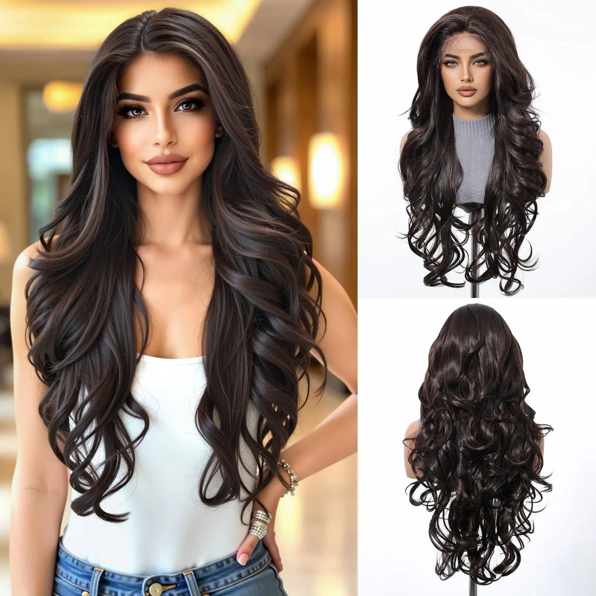 Black White Highlight Curly Lace Front Wig - HairNjoy