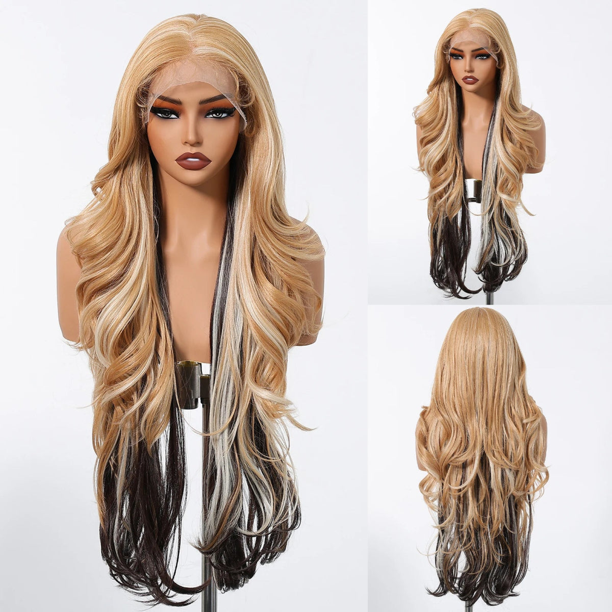 Black White Highlight Curly Lace Front Wig - HairNjoy