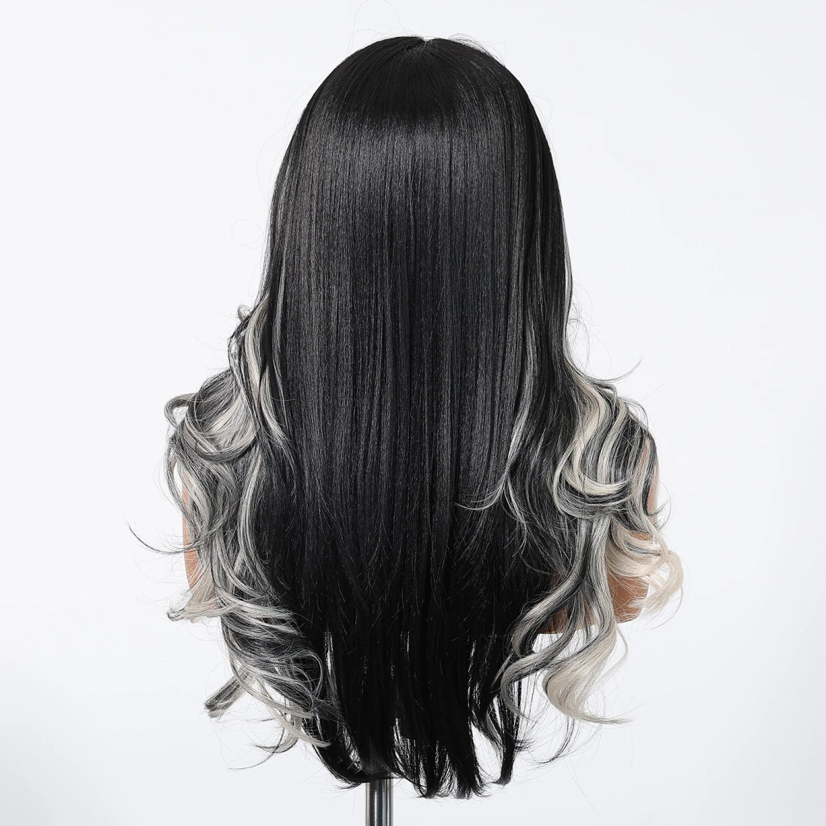 Black White Highlight Curly Lace Front Wig - HairNjoy