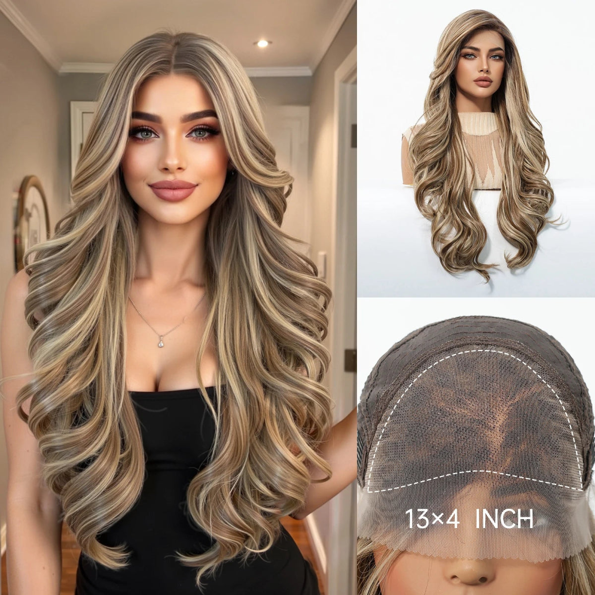 Black White Highlight Curly Lace Front Wig - HairNjoy