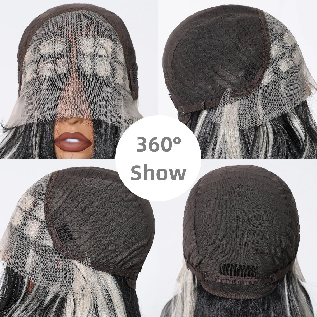 Black White Highlight Curly Lace Front Wig - HairNjoy