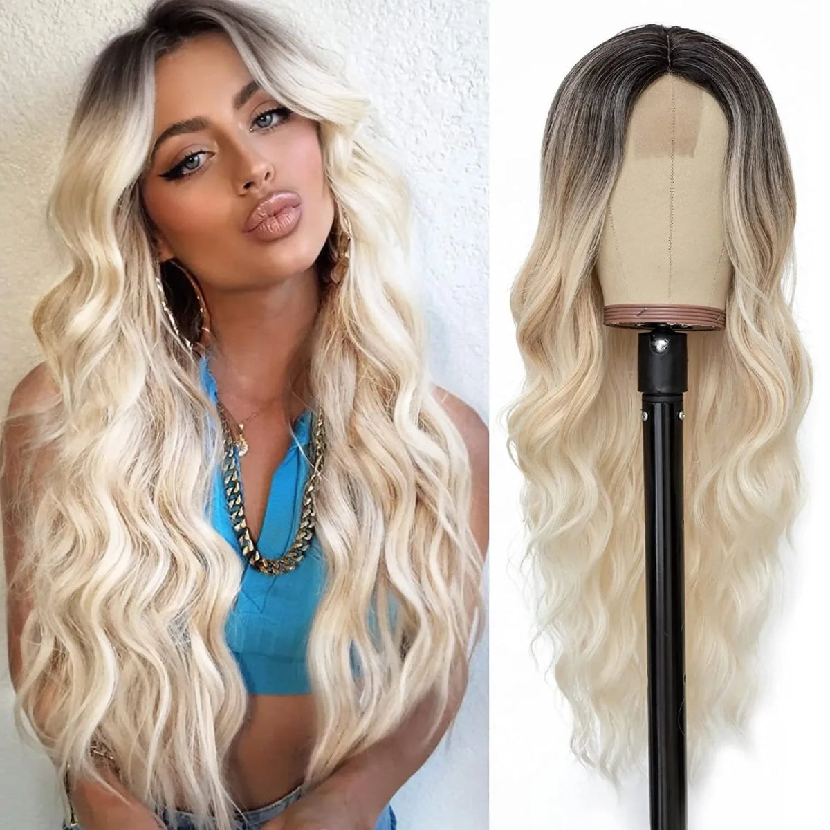 Blonde Balayage Long Wavy Wig - HairNjoy
