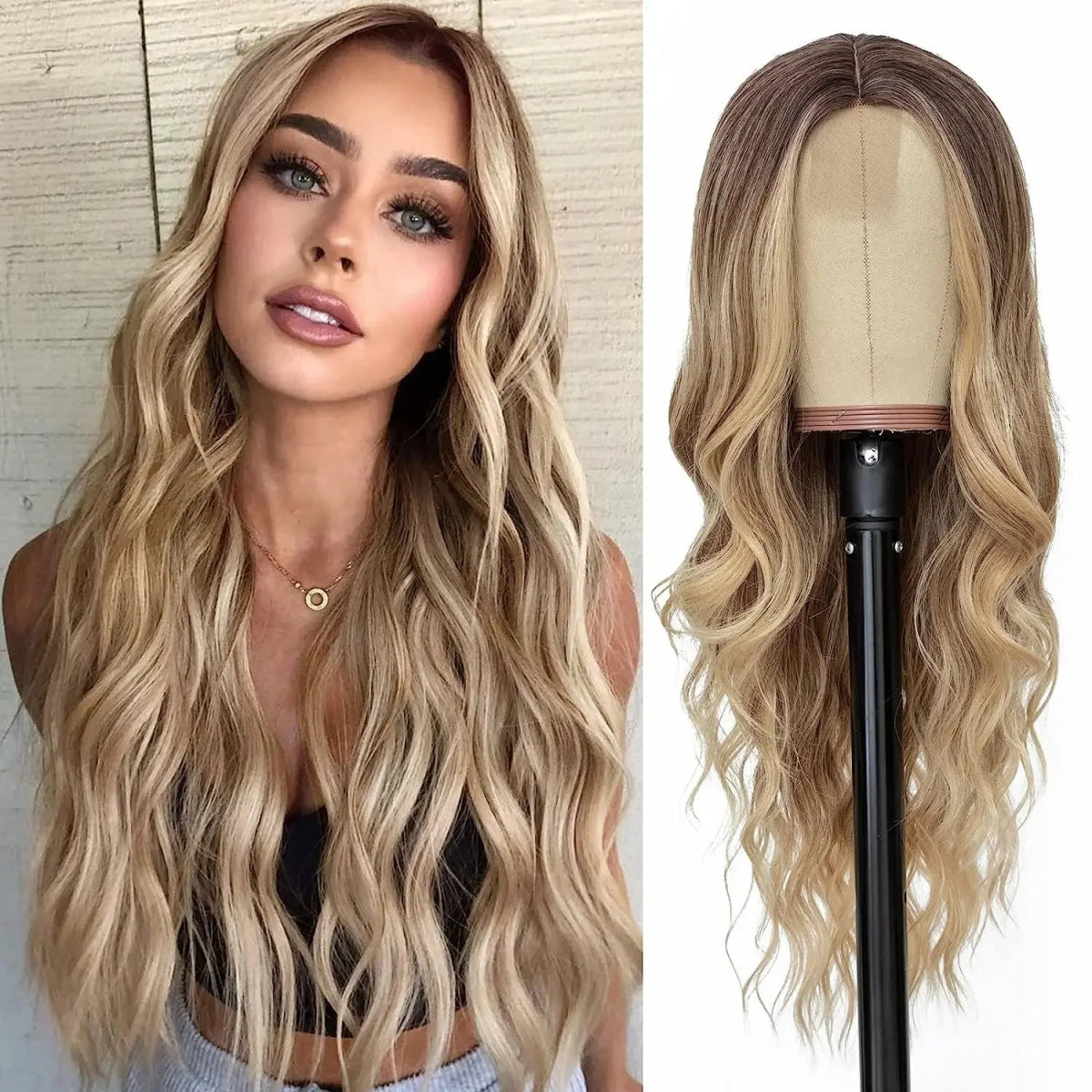 Blonde Balayage Long Wavy Wig - HairNjoy