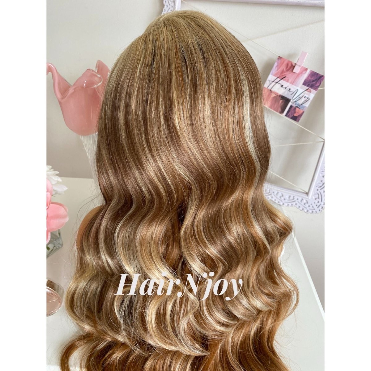 Blonde Brown Balayage Highlight Curly Lace Front Wig - HairNjoy