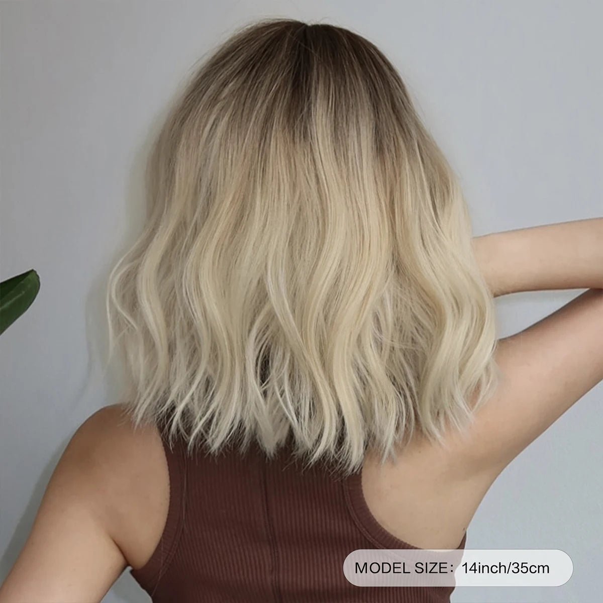 Blonde Ombre Short Wavy Wig with Bangs - HairNjoy