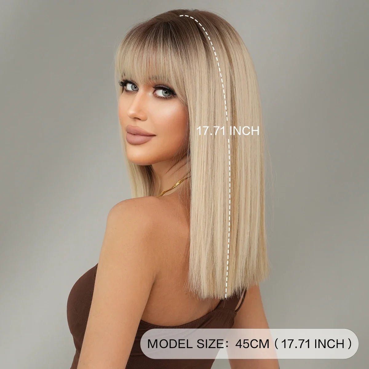 Blonde Ombre Wig with Bangs - HairNjoy
