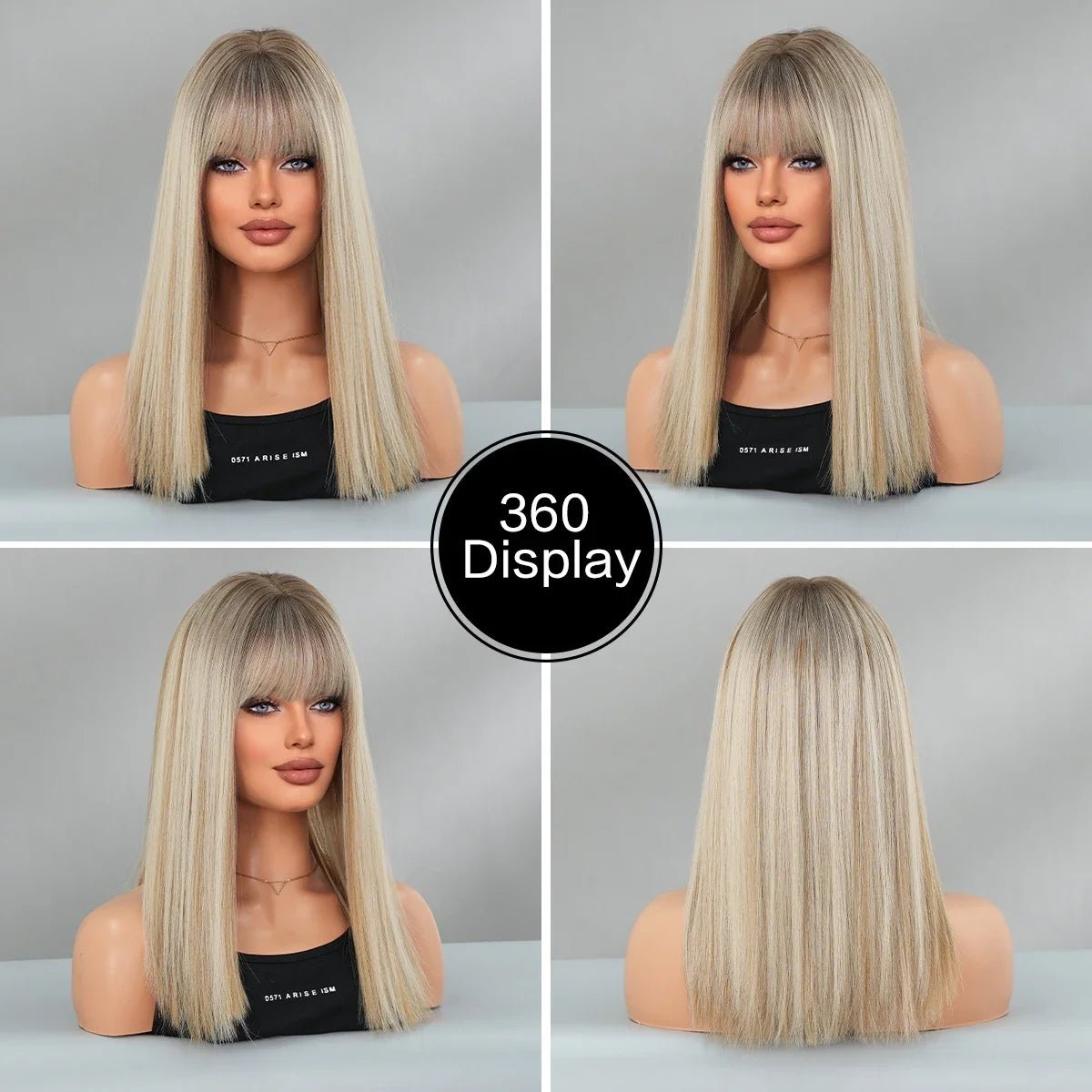 Blonde Ombre Wig with Bangs - HairNjoy