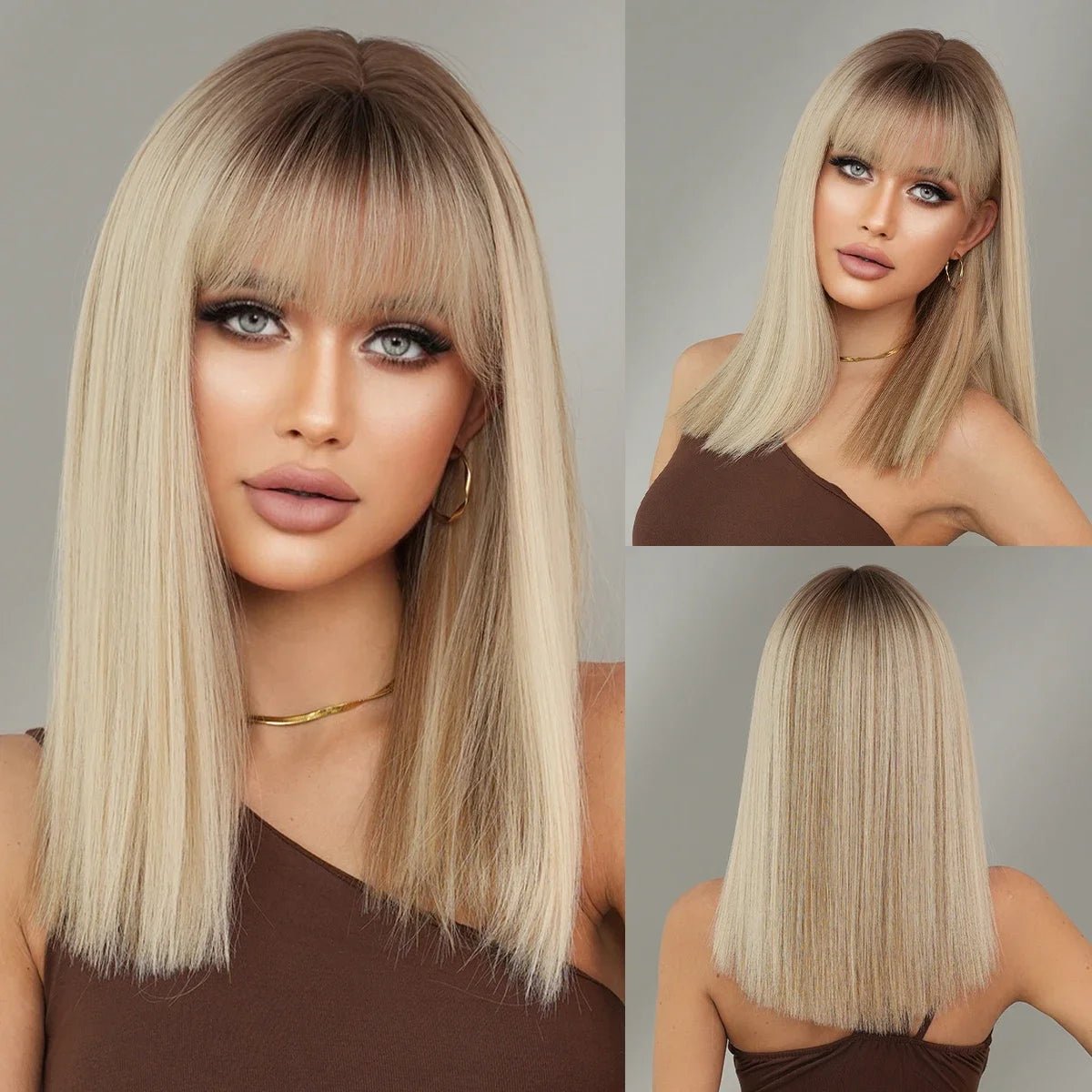 Blonde Ombre Wig with Bangs - HairNjoy