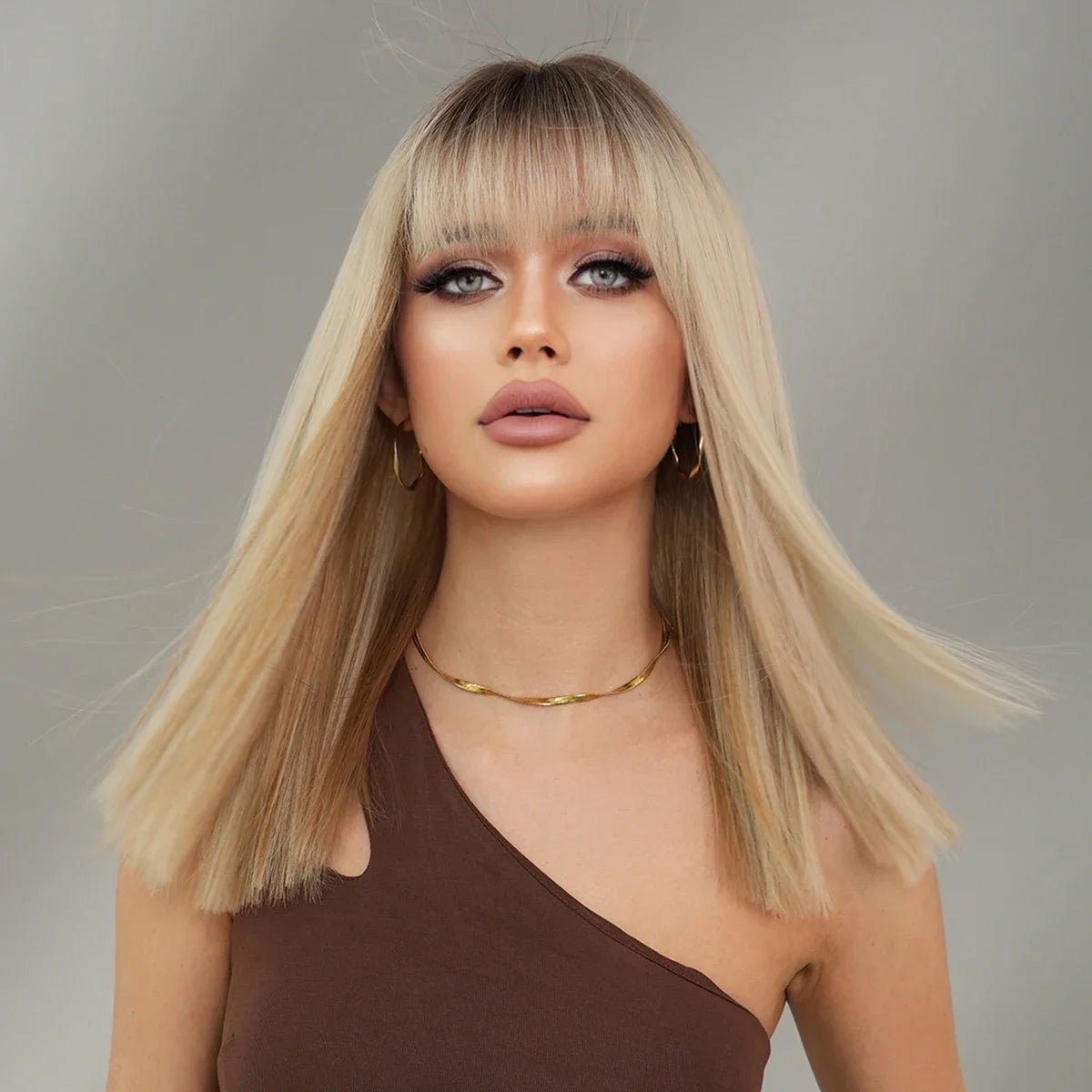 Blonde Ombre Wig with Bangs - HairNjoy