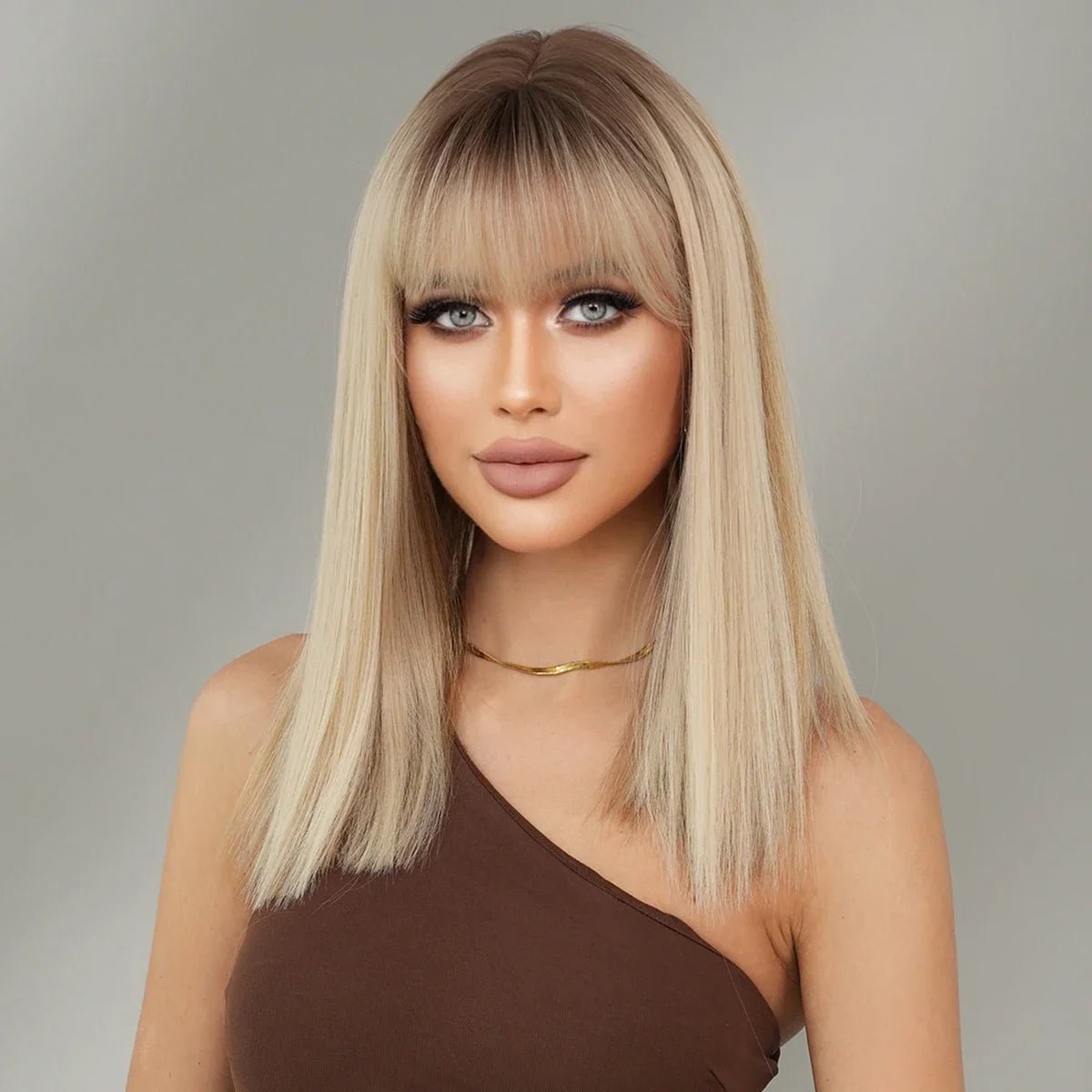 Blonde Ombre Wig with Bangs - HairNjoy