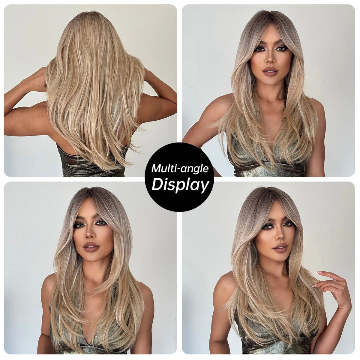 Blonde Platinum Layered Wig with Straight Bangs - HairNjoy