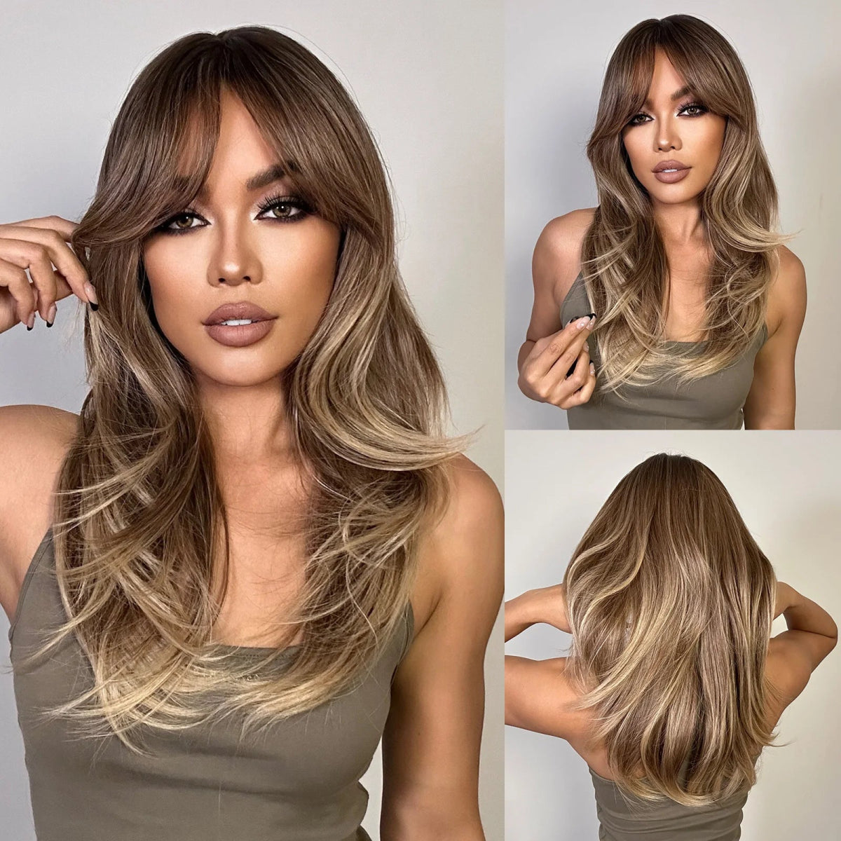 Blonde Platinum Layered Wig with Straight Bangs - HairNjoy