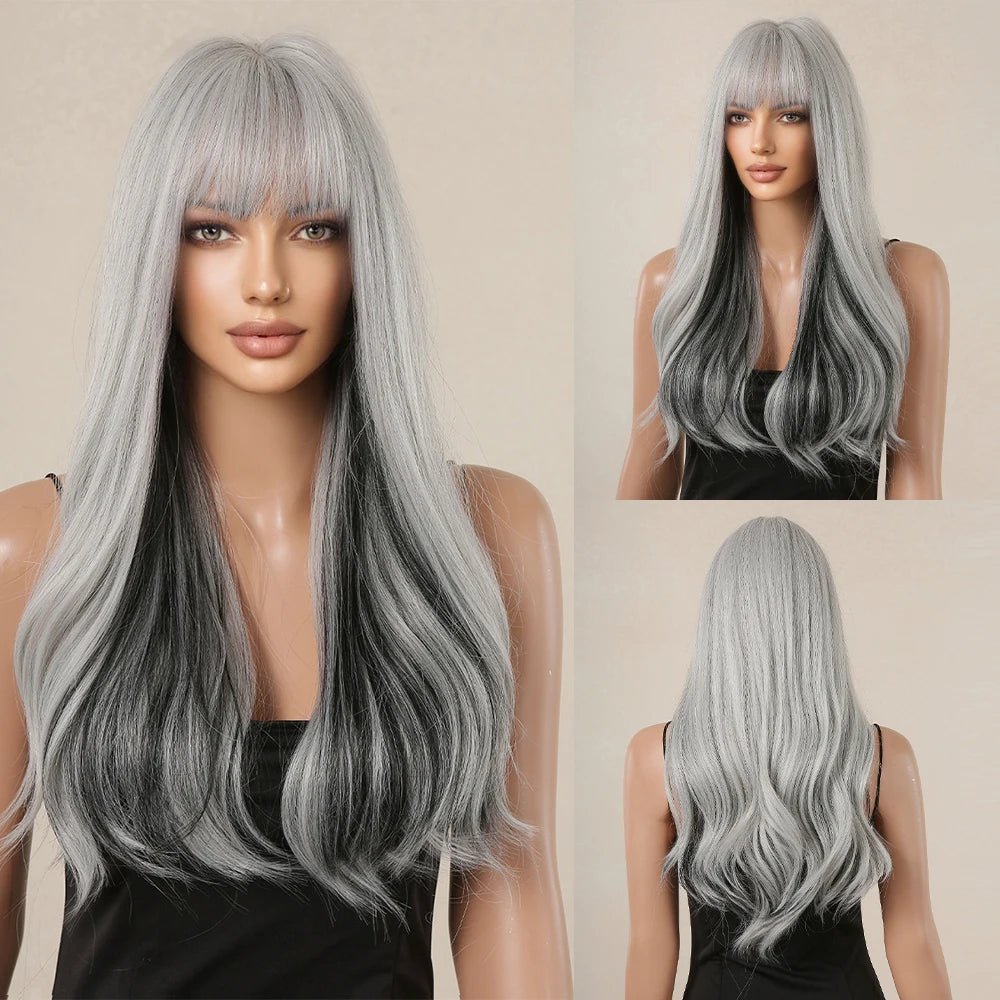 Blonde Wavy Synthetic Wig with Bangs - HairNjoy