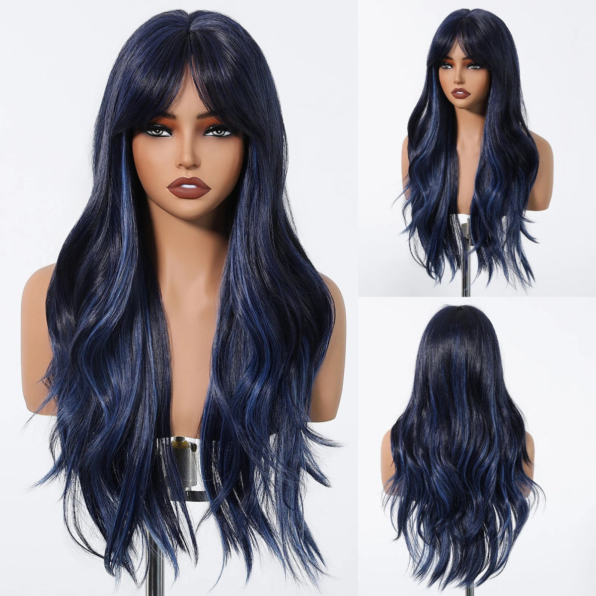 Blonde Wavy Synthetic Wig with Bangs - HairNjoy