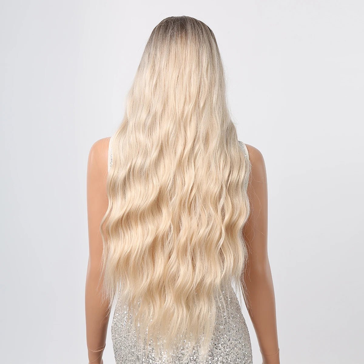 Blonde Wavy Synthetic Wig with Bangs - HairNjoy