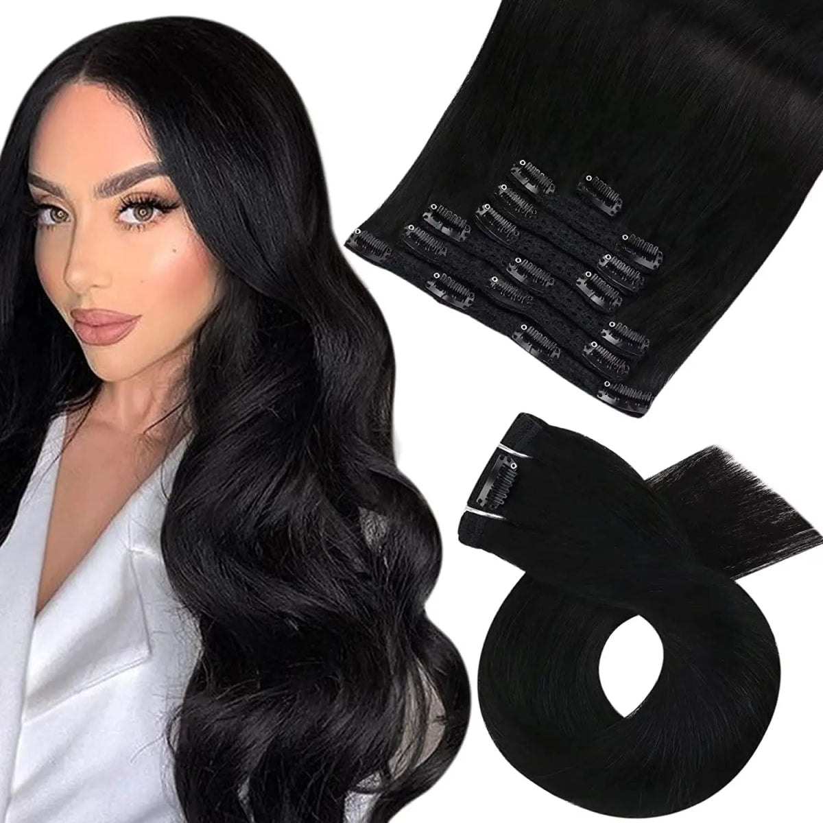 Brazilian Straight Remy Clip - In Extensions Set - HairNjoy