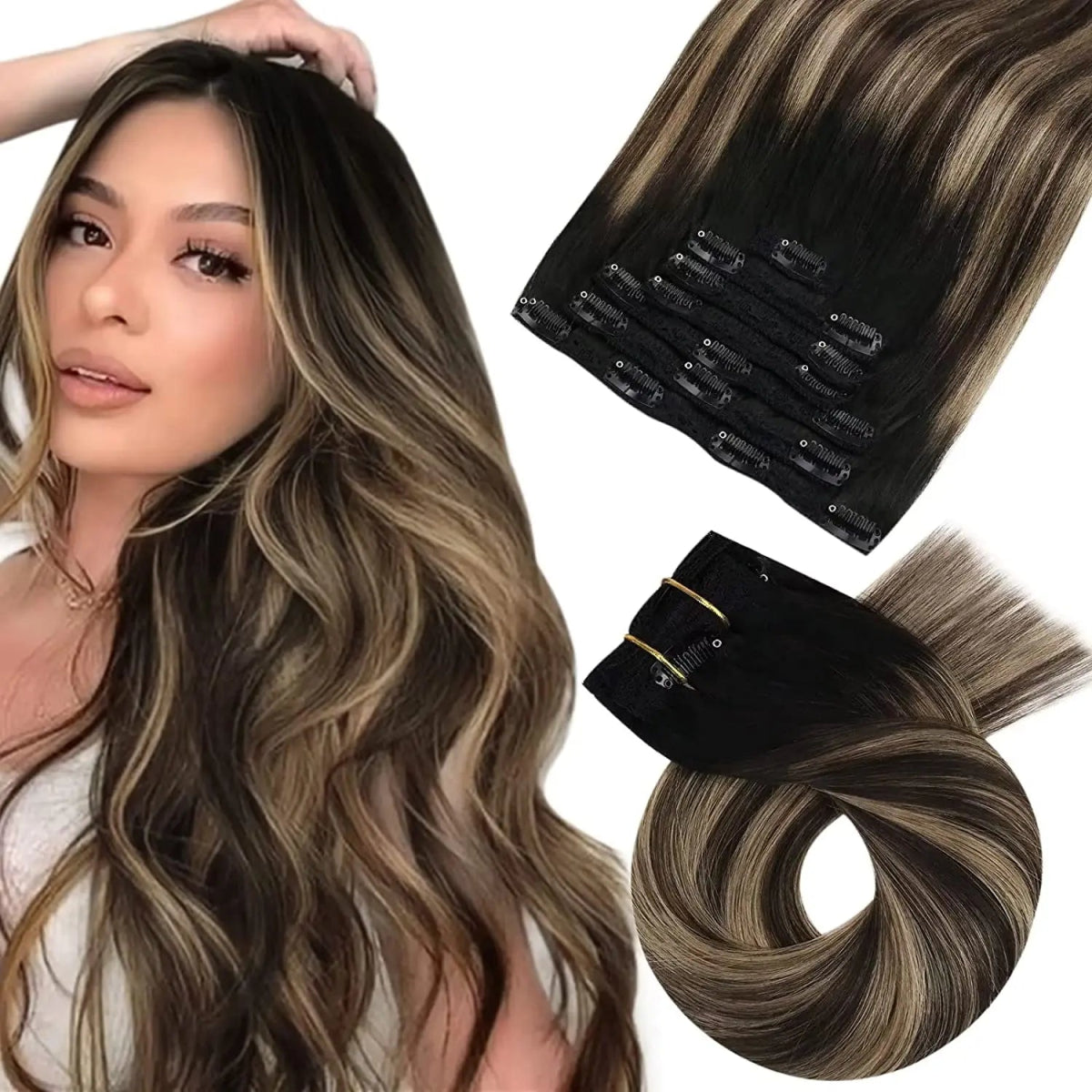 Brazilian Straight Remy Clip - In Extensions Set - HairNjoy