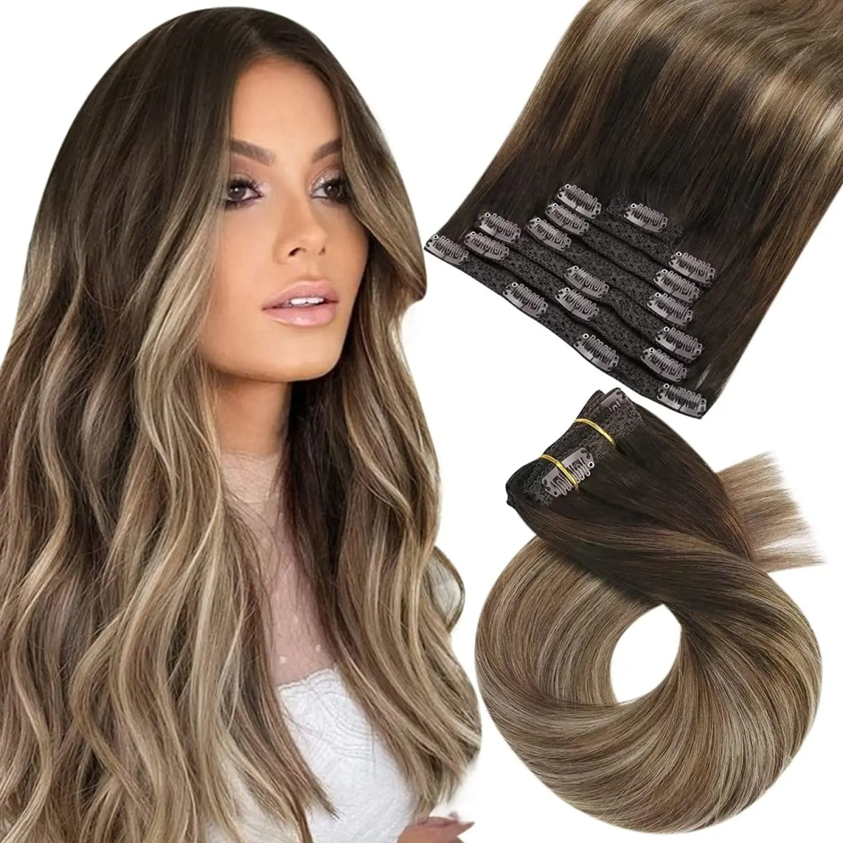Brazilian Straight Remy Clip - In Extensions Set - HairNjoy