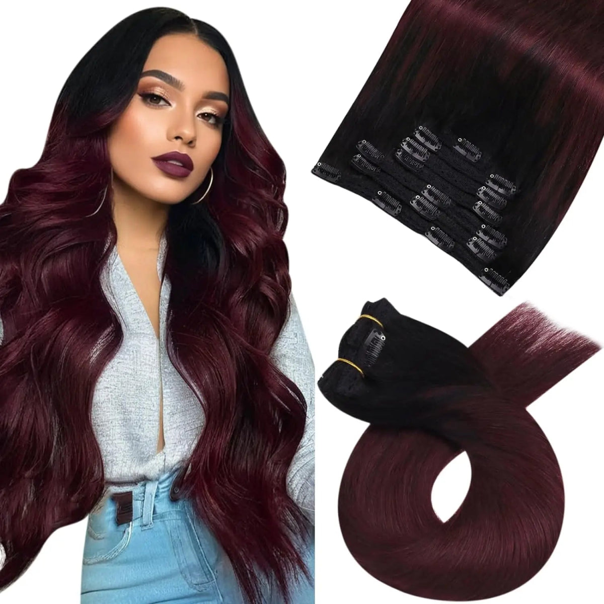Brazilian Straight Remy Clip - In Extensions Set - HairNjoy