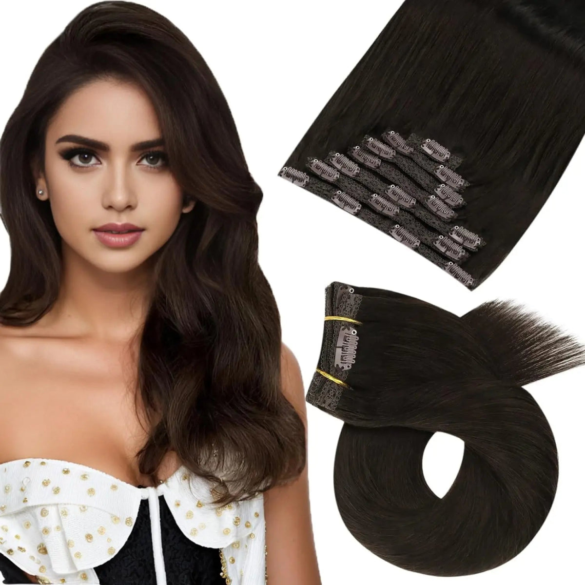 Brazilian Straight Remy Clip - In Extensions Set - HairNjoy