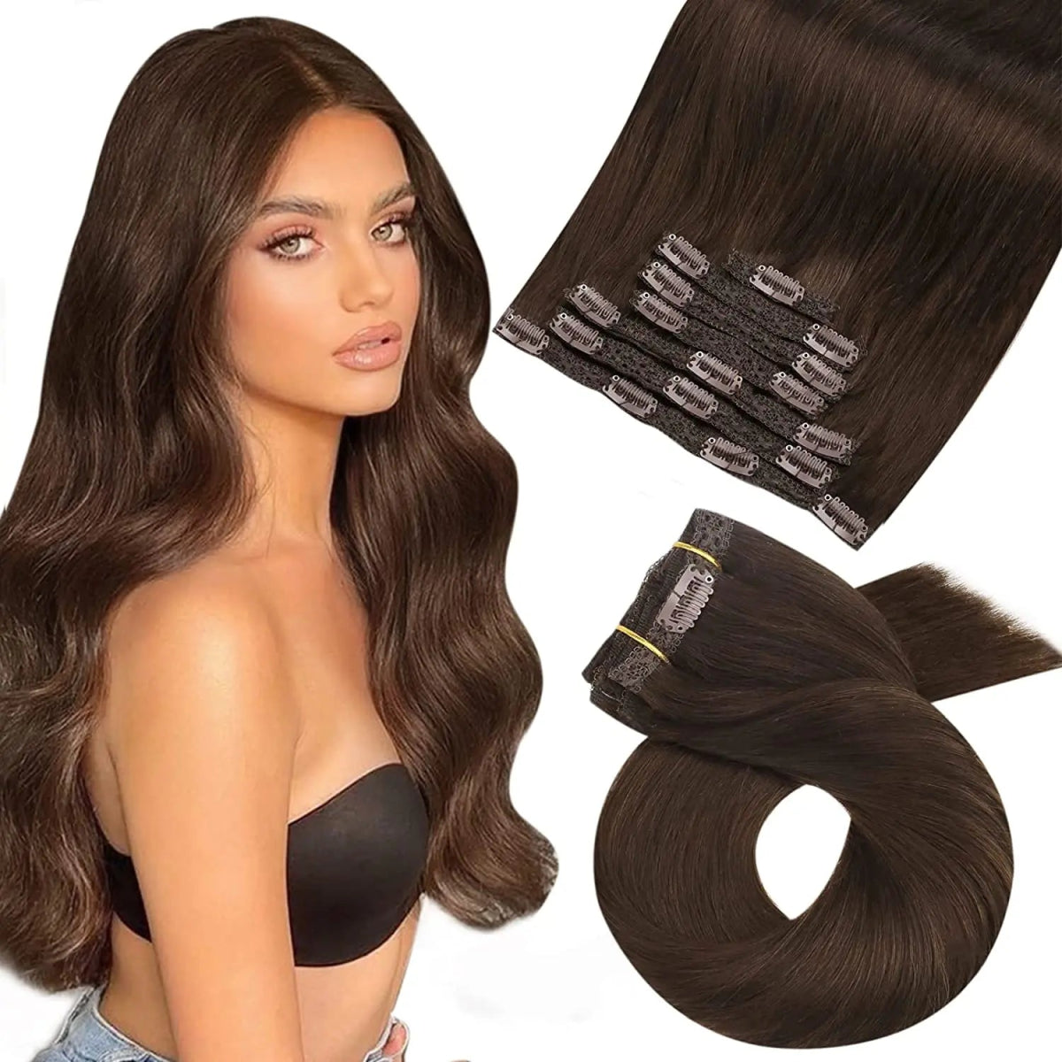 Brazilian Straight Remy Clip - In Extensions Set - HairNjoy
