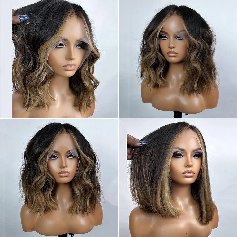 Brown Blonde Highlights Human Hair Wig - HairNjoy