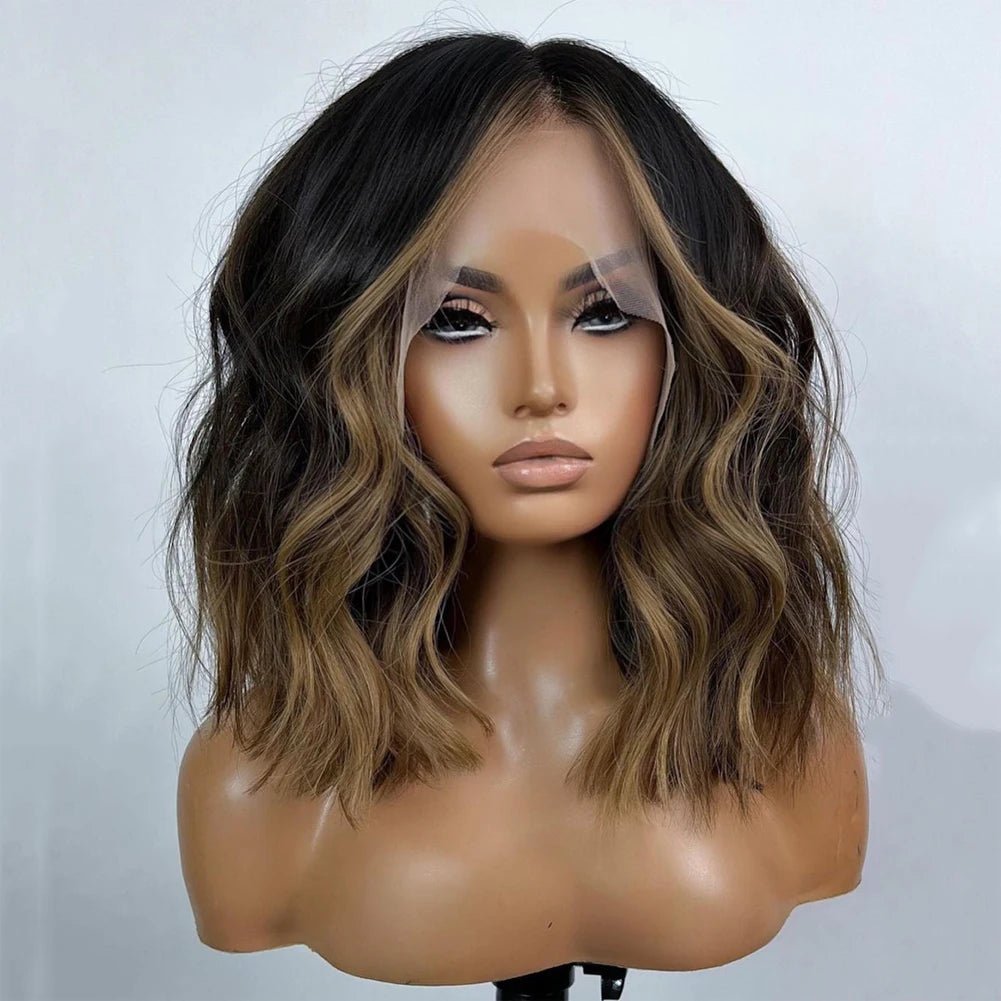 Brown Blonde Highlights Human Hair Wig - HairNjoy