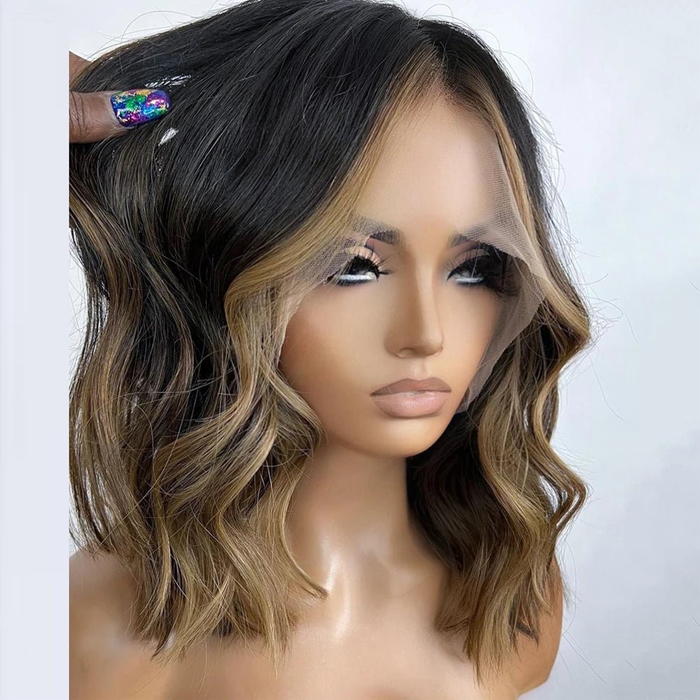 Brown Blonde Highlights Human Hair Wig - HairNjoy