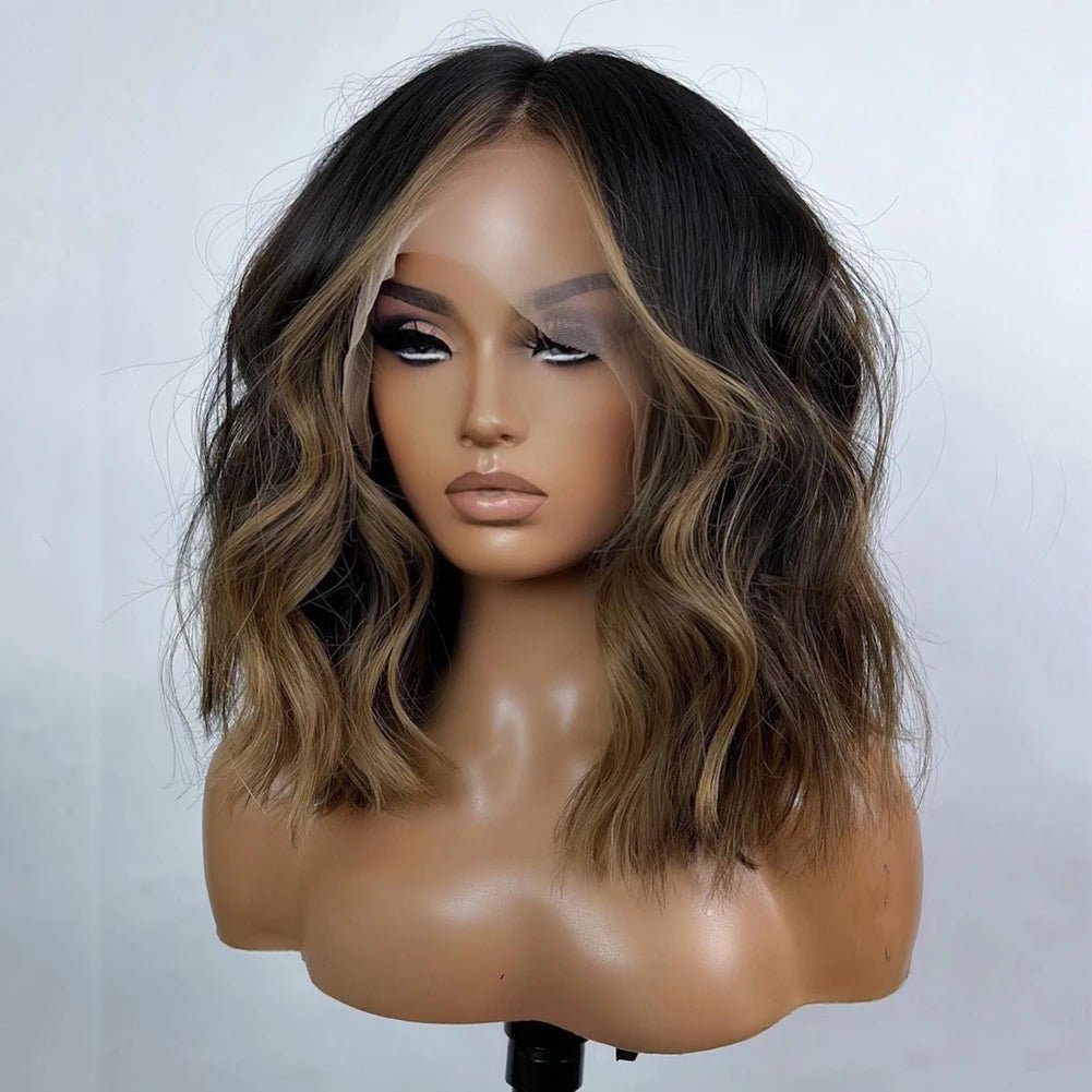 Brown Blonde Highlights Human Hair Wig - HairNjoy